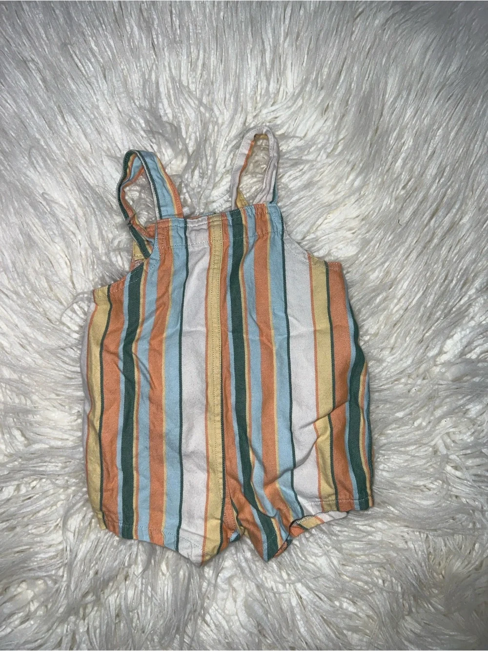 Old Navy Striped Cotton Overalls - Blue, Orange, Yellow, Green, White